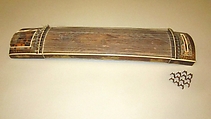 Miniature Koto  (箏), wood, lacquer, metal, silk,  ivory?, Japanese